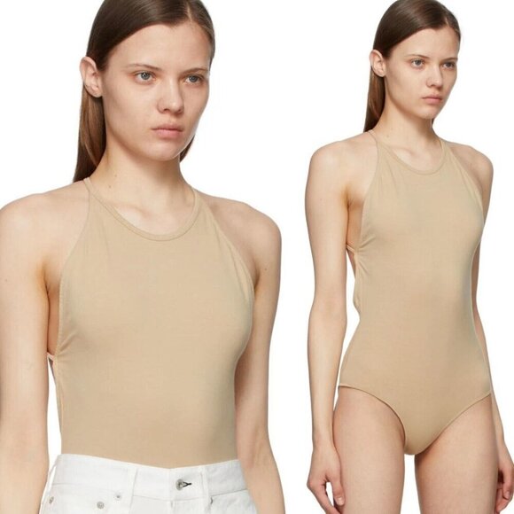 Rag & Bone Rooney Cross Back Bodysuit Beige Women’s Size Small NEW Minimalist - Picture 1 of 11